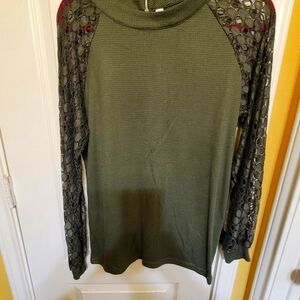 MIHOLL Women’s Long Sleeve Tops Lace Sleeve Casual Loose T-shirt